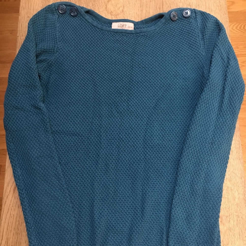 Ann Taylor Loft Teal Blue Sweater with Buttons